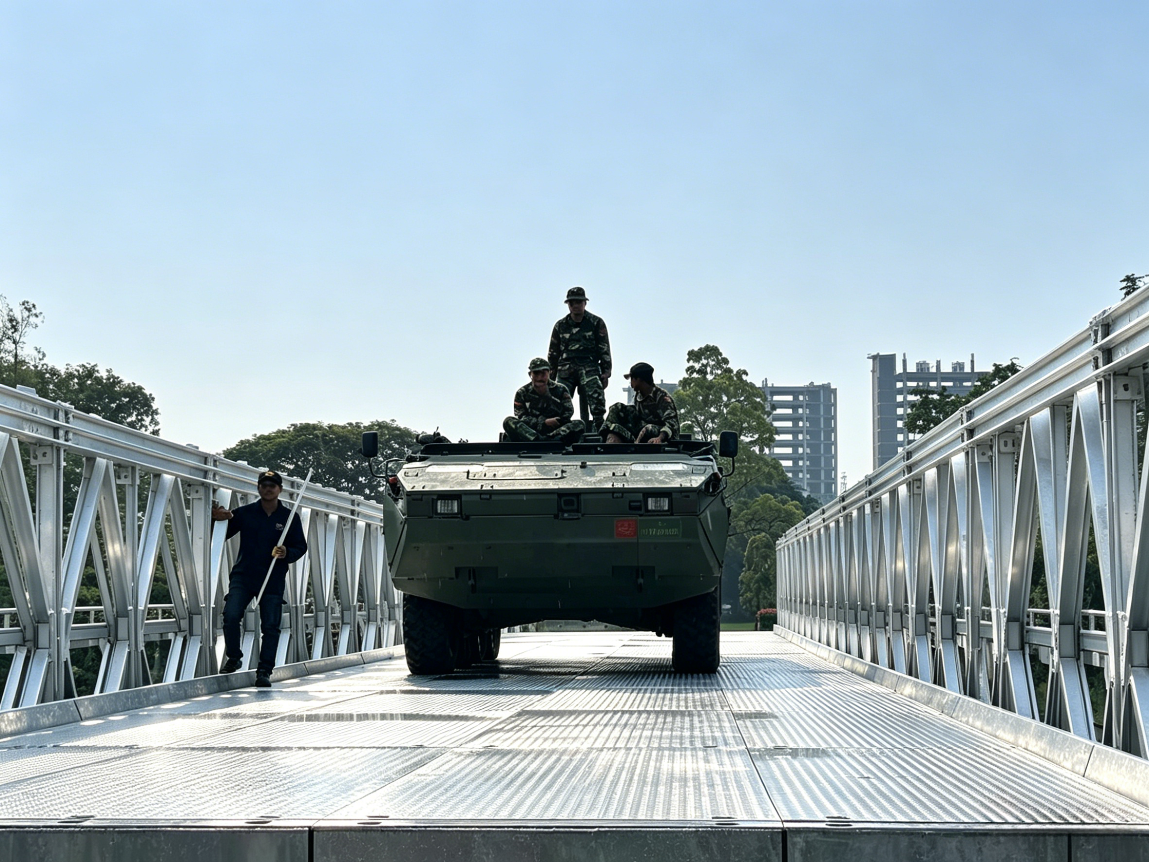 Puente Bailey galvanizado tipo 200 reforzado de una sola fila de doble capa de Indonesia